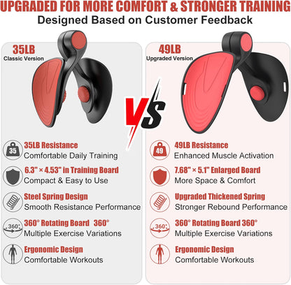 TINRIEF Pelvic Floor Exercise Device, 35 lb Resistance Kegel & Thigh Trainer with Resistance Band, 360° Rotating Training Board, Portable Leg & Core Workout Equipment, Black Red