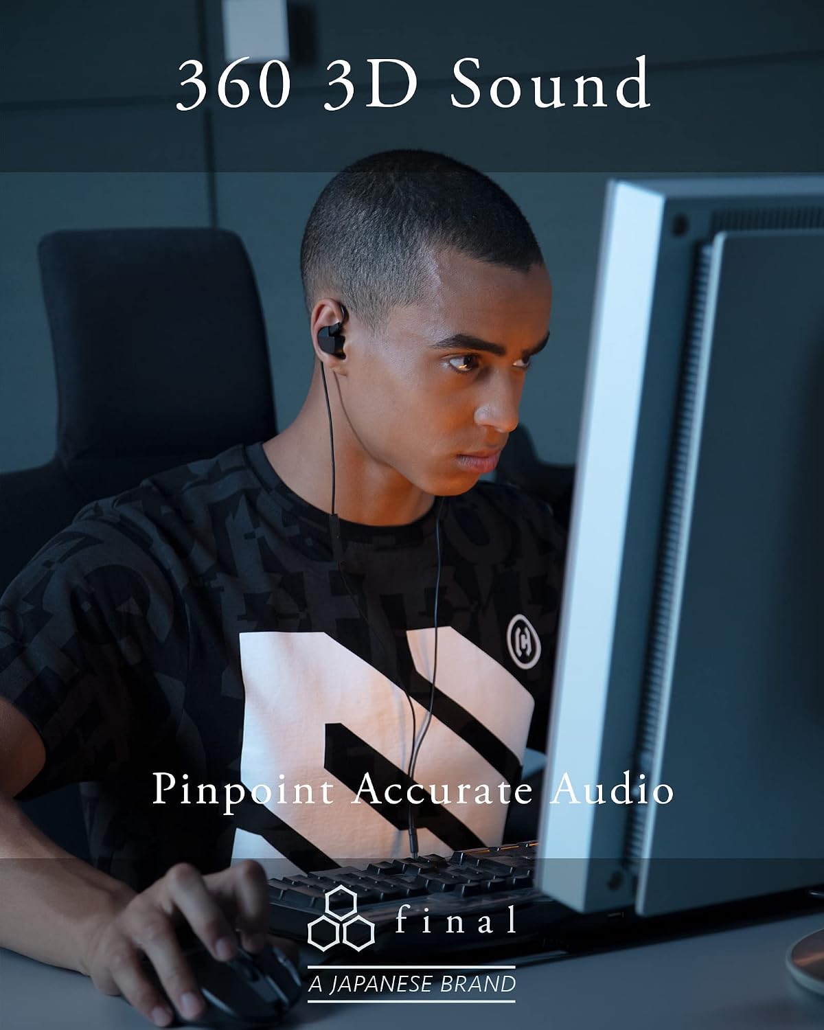 Final VR3000 Gaming Earphones for Immersive Spacious Experience - Open World Adventure, Virtual Reality & Spatial Environments - in-Line Microphone and Controls - Black
