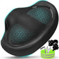 Twomaples Noseless Bike Seat Cushion for Men & Women, Extra-Wide Padded Bicycle Saddle with Memory Foam & Cooling Gel, Comfortable Seat for Exercise, Peloton, E-Bikes & Cruiser Bikes, Black