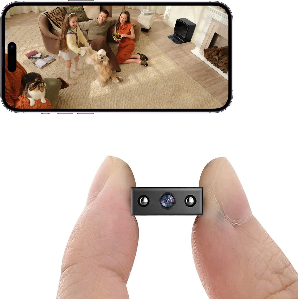 HyperionFlo Essentials Hidden Spy Mini Camera 1080P Security Camera, Wireless Wi-Fi Small Indoor Camera with Motion Detection & Night Vision