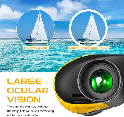HOOWAY 7x50 Waterproof Fogproof Marine Binoculars with Internal Rangefinder & Illuminated Compass, BAK4 Porro Prism, Fully Multi-Coated Optics, Army Yellow
