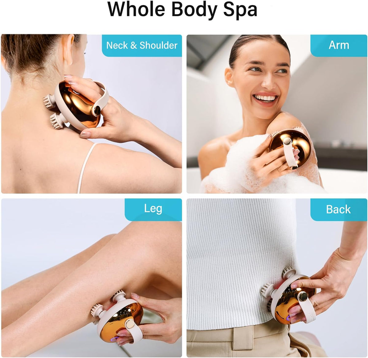 arboleaf Electric Scalp Massager, 360° Kneading Head Massager, 3 Modes, IPX7 Waterproof, Rechargeable Hair & Scalp Massage Device