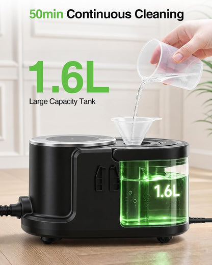 TaskStar Steam Cleaner, High Pressure Steamer for Floors, Grease and Grills 230°F Deep Cleaning, 1.6L Large Tank, 22-Piece Kit, for Carpets, Kitchen, Range Hoods, Tiles, Grout, Upholstery, Cars & More