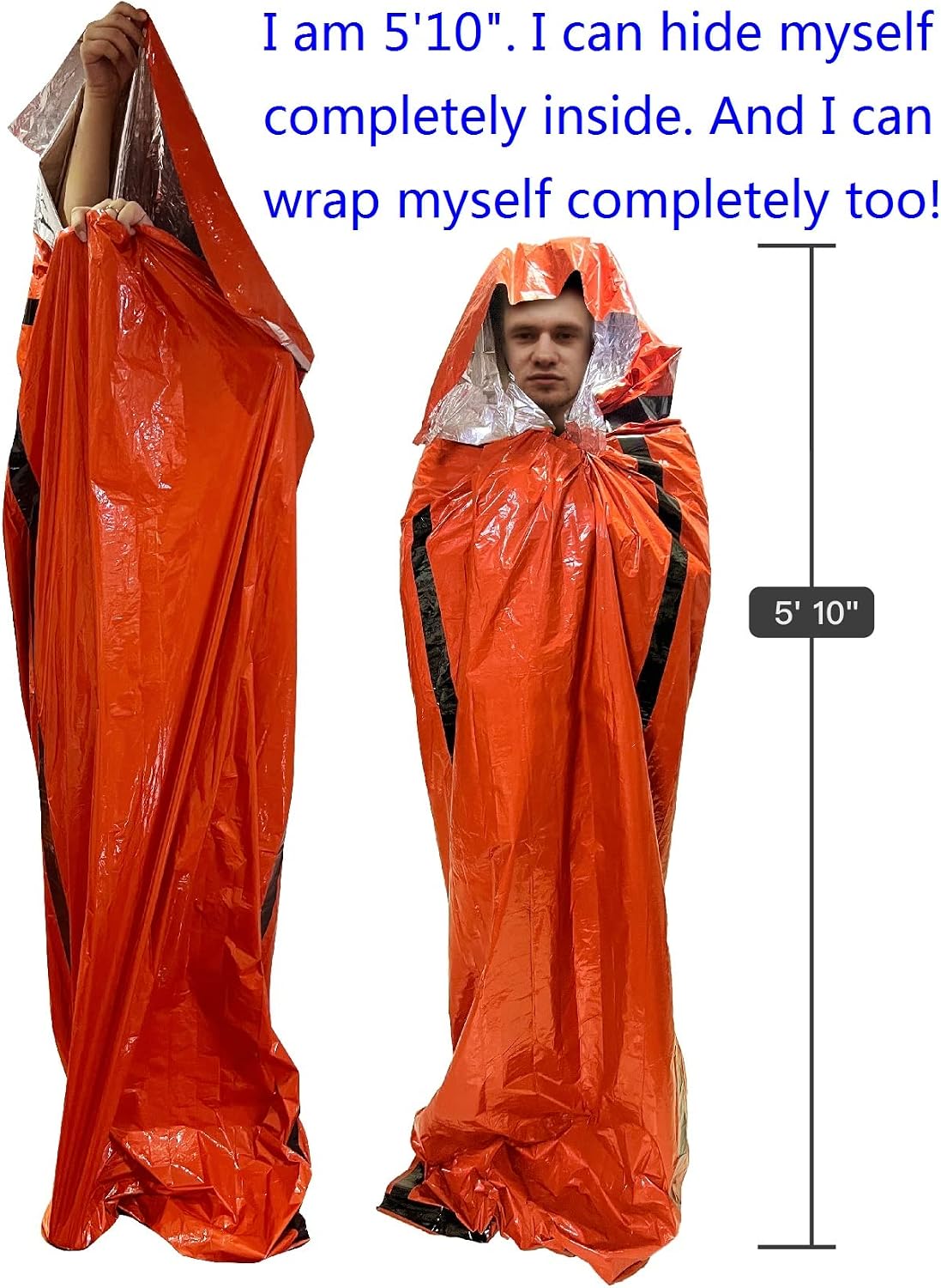 Leberna Emergency Sleeping Bags 2-Pack, Portable Mylar Thermal Bivy Sack Survival Blankets, Waterproof & Windproof Emergency Shelter for Camping, Hiking & Emergency Kits