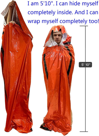 Leberna Emergency Sleeping Bags 2-Pack, Portable Mylar Thermal Bivy Sack Survival Blankets, Waterproof & Windproof Emergency Shelter for Camping, Hiking & Emergency Kits