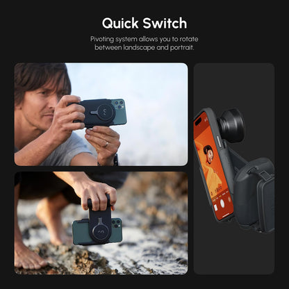 ShiftCam ProGrip Mobile Battery Grip for Smartphones, Qi Charging DSLR-Style Ergonomic Grip, Wireless Shutter, 15W Qi Charging, Rotating Phone Mount, Cold Shoe & 1/4" Tripod Mount