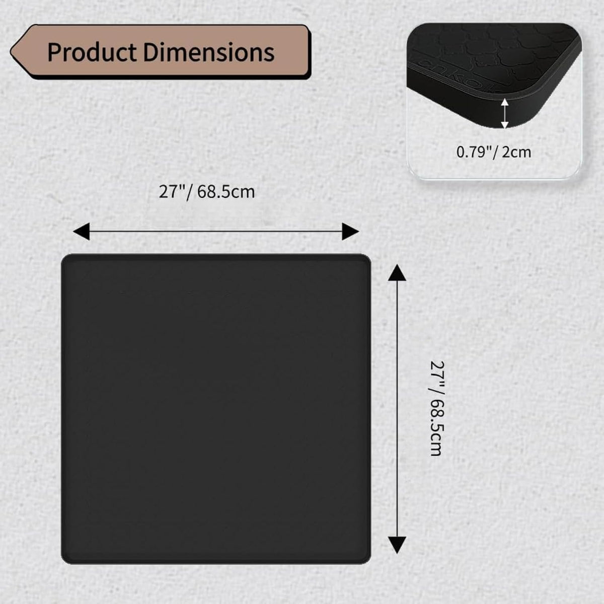 Washer and Dryer Topper Protector, 2 Pcs 27''x 27'' Black Silicone Laundry Top Washing Machine Top Cover, Non-Slip Rubber Mat Large Washer and Dryer Cover for the Top