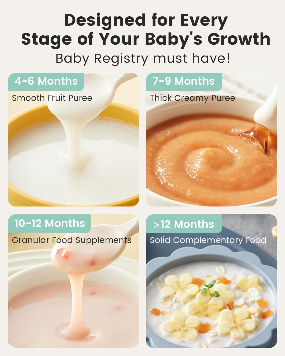 Grownsy Baby Food Maker, Steamer & Blender Baby Food Processor, White BPA-Free Elevated Steam Basket, Healthy Homemade Baby Food Purees, Starting Solids & BLW, Baby Feeding Essentials, 6+ Months