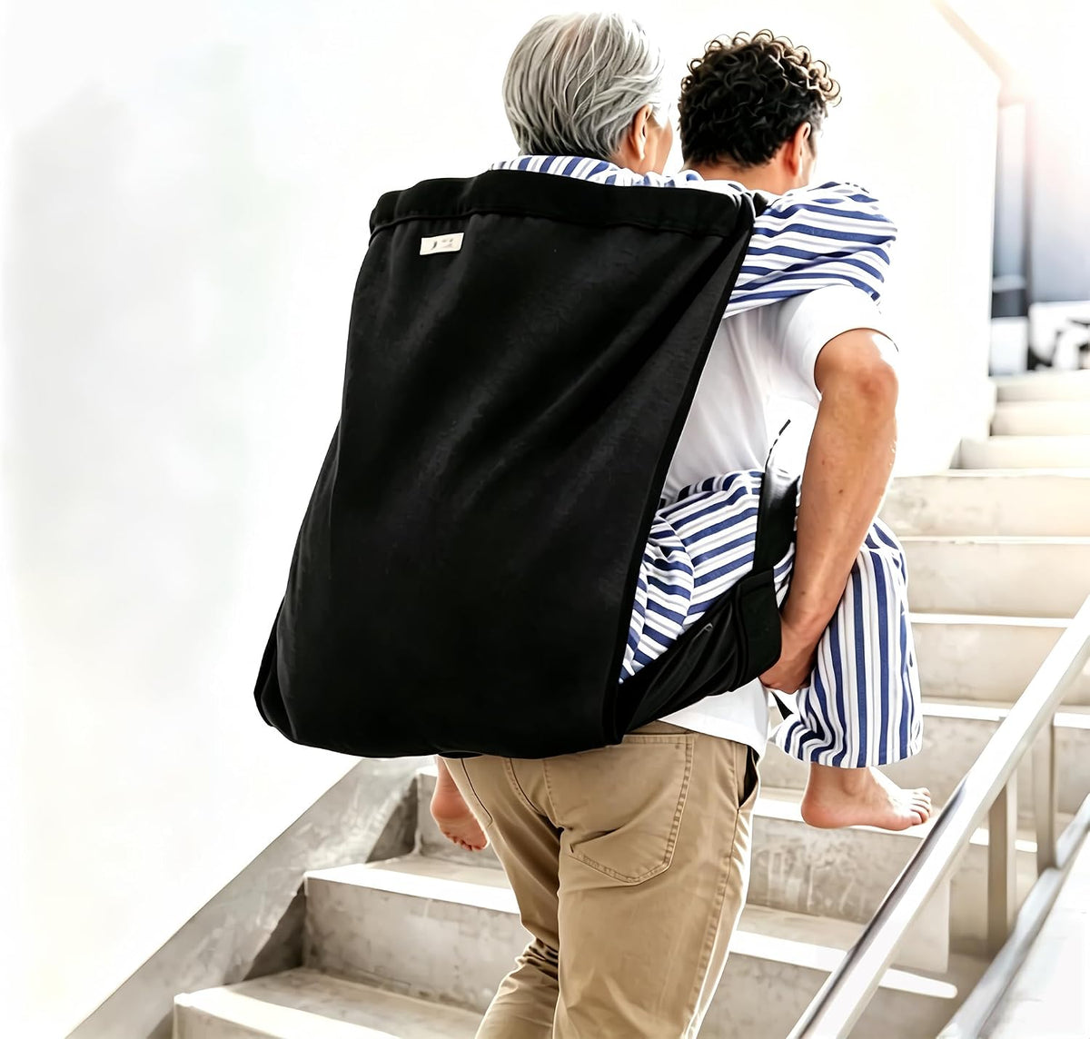One-Person Transfer Sling for Elderly and Disabled - Patient Lift Transfer Belt, Up and Down Stairs Lift Assist Devices for Seniors, Handicap, Bedridden(Black)