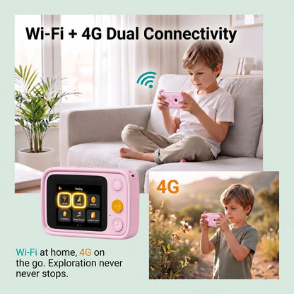 Kids Learning Camera for Ages 3-10, 5 Languages, Snap & Learn Recognition, Parent App Control, 4G LTE & Wi-Fi, 5 Learning Guides, 2.8-Inch Touchscreen, 32GB, Back to School Gifts, Pink