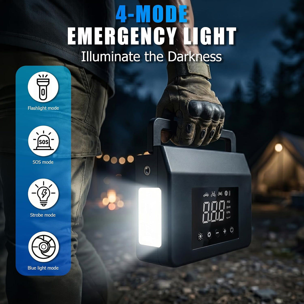 4000A Jump Starter with Air Compressor, 4-in-1 Portable Car Battery Booster & 150PSI Tire Inflator, 12V Jump Box Power Bank for Up to 8.0L Gas / 7.0L Diesel Engines with LED Flashlight