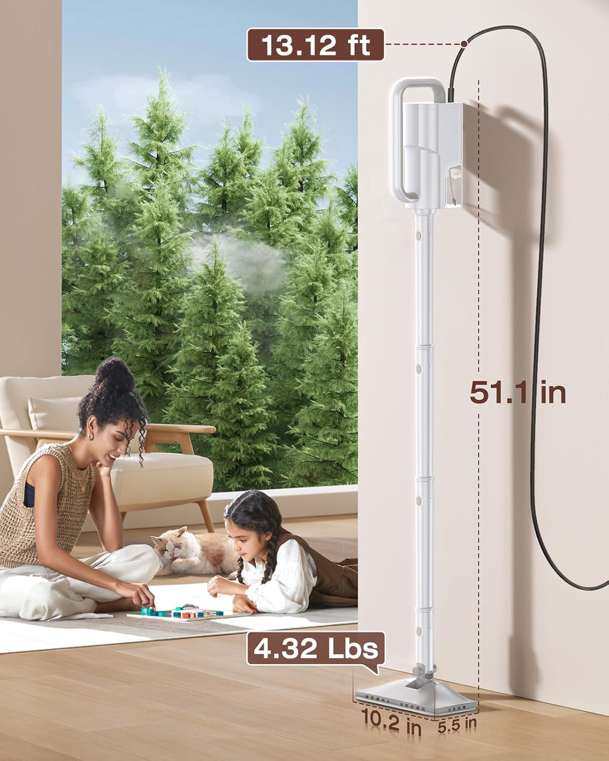 Steam Cleaner, 10-in-1 Detachable Handheld Steam Mop for Multi-Surface 350ml Tank,10s Heat-Up,248°F Steam Cleaner,2-Level Control,Swivel Head for Carpet,Floor,Tiles,BBQ grill,Car Accessories