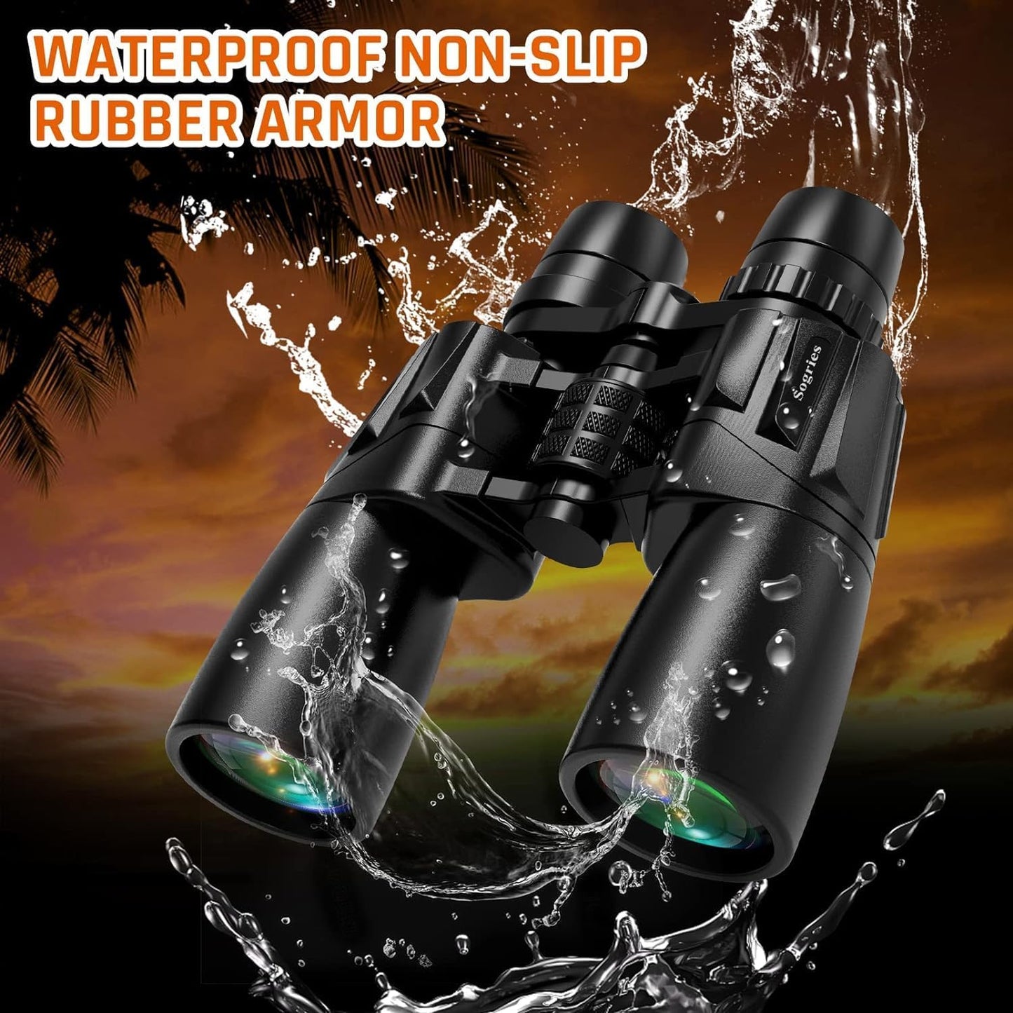 10-30x50 Zoom Binoculars for Adults High Powered HD Optics,Waterproof, Fogproof,Military,Bird Watching,Traveling Concerts,Large View,BAK4,FMC Lens,Clear Low Light Vision