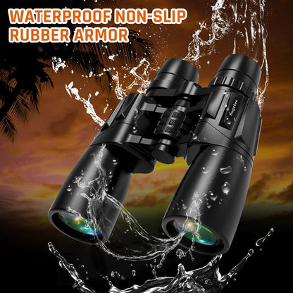 10-30x50 Zoom Binoculars for Adults High Powered HD Optics,Waterproof, Fogproof,Military,Bird Watching,Traveling Concerts,Large View,BAK4,FMC Lens,Clear Low Light Vision