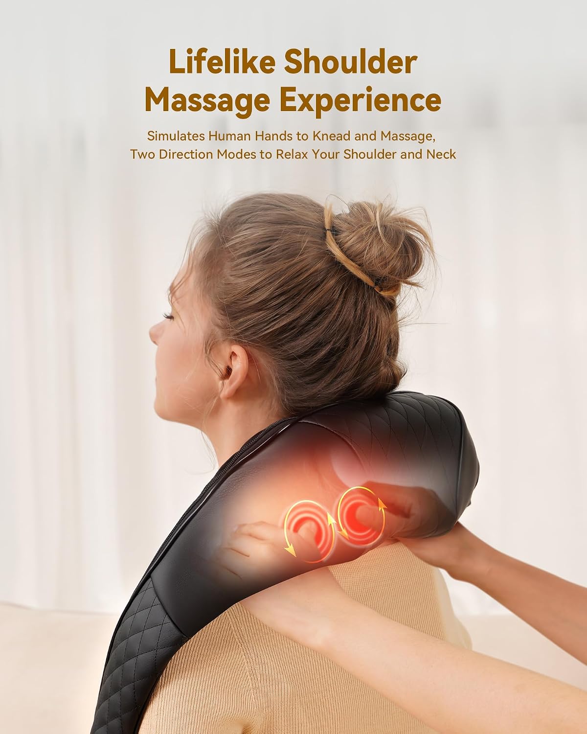 KNQZE Neck Massager with Heat, 4D Deep Tissue Shiatsu Kneading Massage, Adjustable Intensity, Full Body Massager for Neck, Back, Legs & Feet, Carbon Black