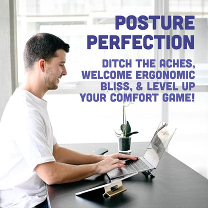 Steepy Portable Laptop Stand for Desk Adjustable Height, 13-17 Inch Devices Laptop Holder - Computer Stand for Cooling, Foldable, Portable, Ergonomic, Comfort, Slip-Proof, Sturdy Design, Universal Fit