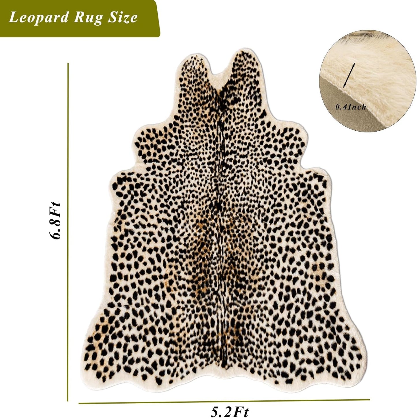 Leopard Print Rug, Cheetah Rugs 5.2x6.8ft Faux Cowhide Skin Animal Carpet