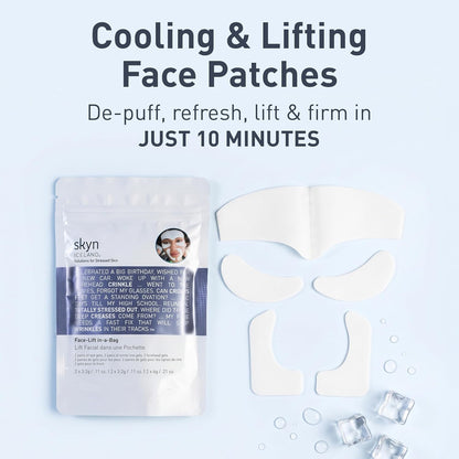 skyn ICELAND Facelift in-a-Bag Face Patches, Peptides & Coenzyme Q10, 6 Pcs Face Wrinkle Masks for Forehead, Smile Lines & Under Eyes, Facial Treatment for Fine Lines, Dark Circles, Puffy Eyes & Bags