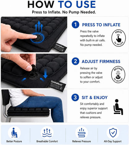 HyperionFlo Essentials Inflatable Air Cell Seat Cushion for Travel