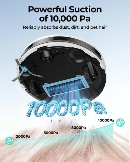 Robot Vacuums,10KPa Robotic Vacuum Cleaner with Mapping,Lidar Navigation&Obstacle Avoidance,150mins Robot Vacuum with App/Alexa/Remote,Tangle-Free Pet Hair,Self-Charging for Hard Floor/Carpet