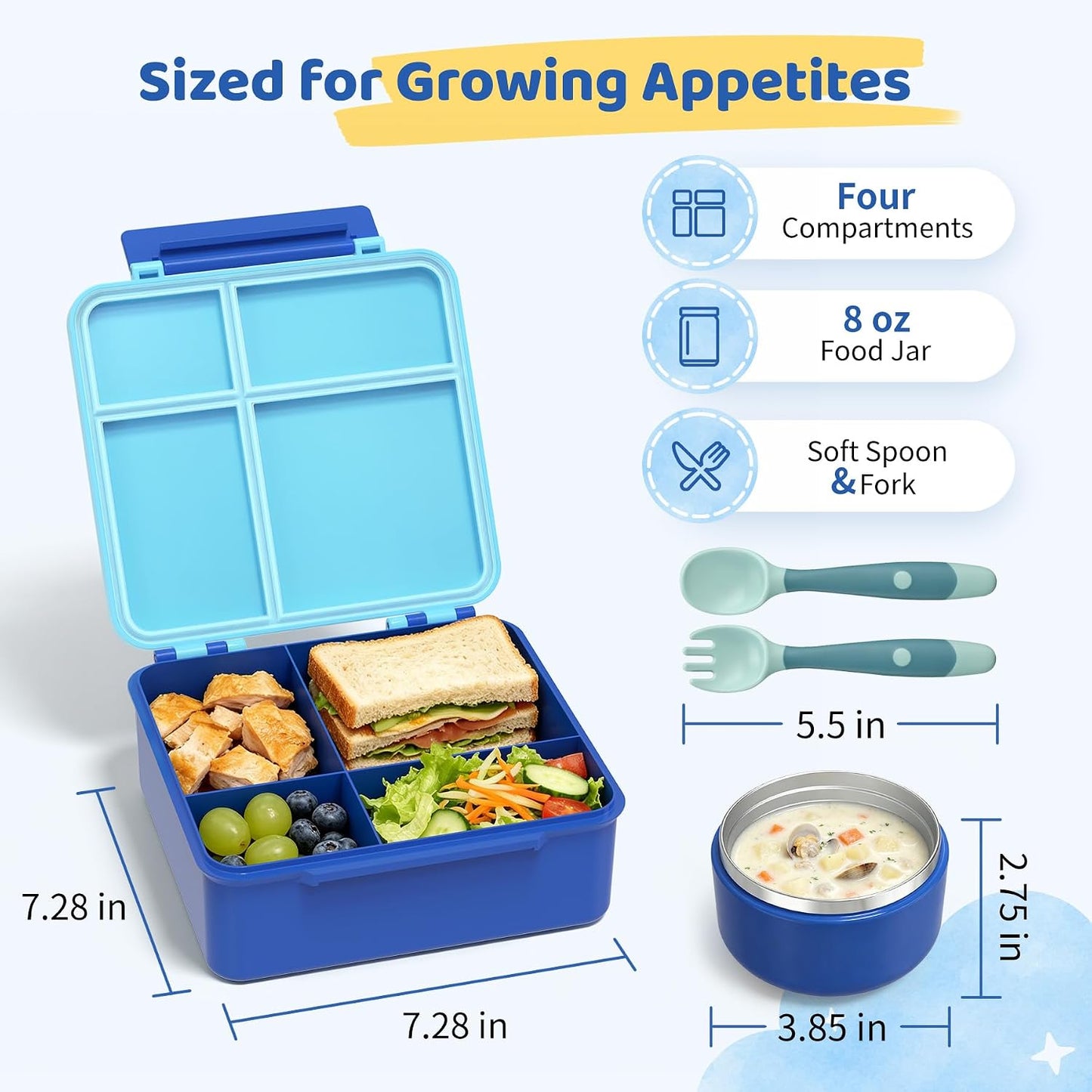 Pawtong Kids Bento Lunch Box with 8 oz Insulated Food Jar