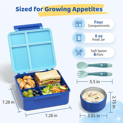 Pawtong Kids Bento Lunch Box with 8 oz Insulated Food Jar