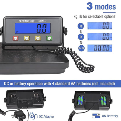 Surmountway Industrial Shipping Scale 440lbs, Anti-Slip Aluminium Platform 11.8"X11.8", Tare/Count/Auto-Off, Easy Read LCD Display, 3 Units, Portable Digital Postal Scale for Packages Luggages