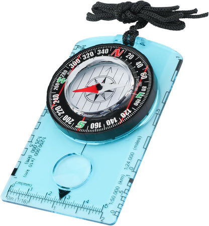HKDiRedy Military-Grade Navigation Compass, Precision Magnetic Hiking Compass with Acrylic Base Plate, 1:50000 Map Scale, Lightweight Outdoor Survival Compass