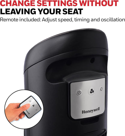 Honeywell QuietSet Whole Room Tower Fan, Oscillating Tower Fan with Remote, Black, HYF290B