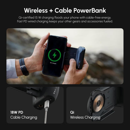 ShiftCam ProGrip Mobile Battery Grip for Smartphones, Qi Charging DSLR-Style Ergonomic Grip, Wireless Shutter, 15W Qi Charging, Rotating Phone Mount, Cold Shoe & 1/4" Tripod Mount