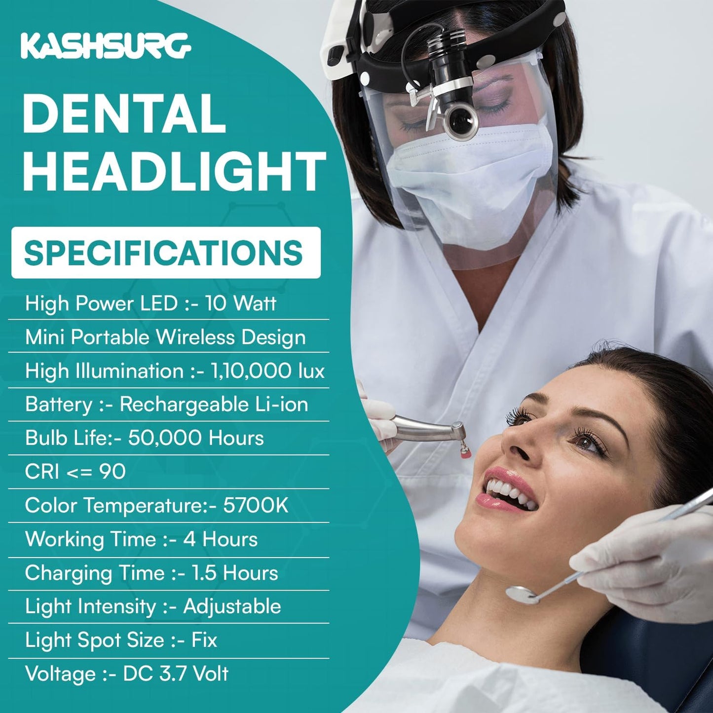 10 Watt ENT Surgical LED Headlight for Doctors Hospital and Multi Purpose (Adjustable Focus of Light).
