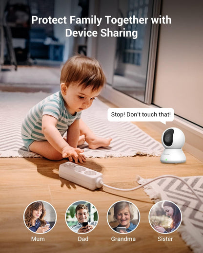 blurams A31 2K Indoor Security Camera 2-Pack, 360° PTZ Pet & Baby Monitor, AI Human & Motion Detection, Auto Tracking, Night Vision, Two-Way Audio, 2.4GHz Wi-Fi
