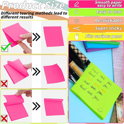 Oleitodh 35-Pack Sticky Notes, 3 x 3 Inch Colorful Memo Pads, 5 Bright Colors Self-Stick Notes for Office, School, Study, Planning and Reminders
