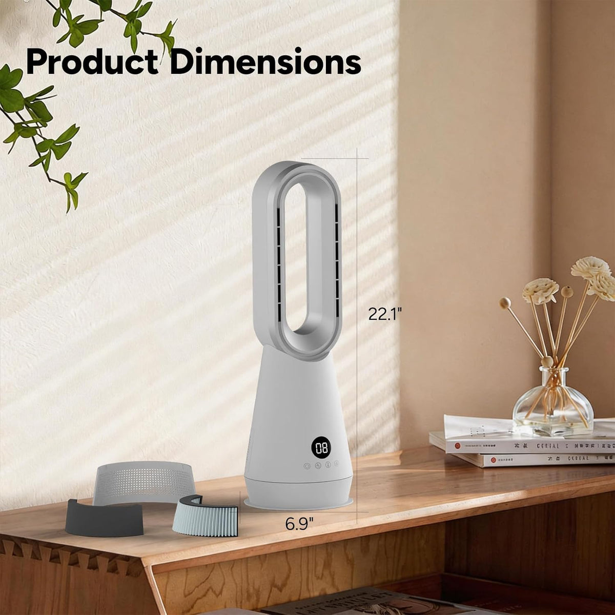 Bladeless Heater Fan with Air Purifier,22" 3-in-1 Fan Heater ComboFaryuan Bladeless Heater Fan with Air Purifier,22" 3-in-1 Fan Heater Combo