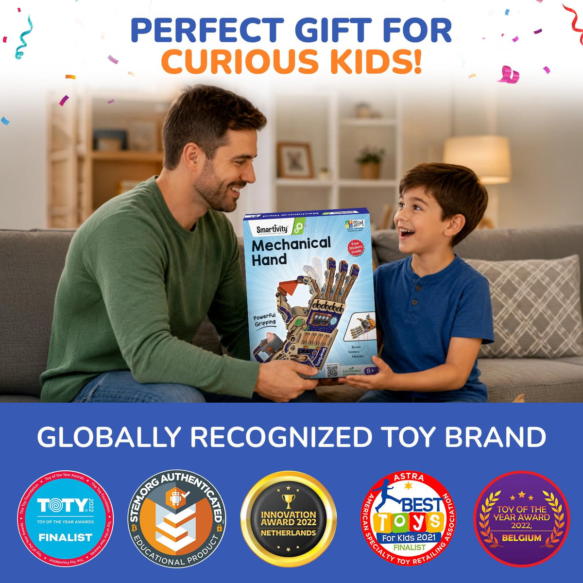 Smartivity Robotic Mechanical Hand STEM Toy for Kids Ages 8-14, DIY Wooden STEAM Building Kit, Educational Robotics Toy for Boys & Girls