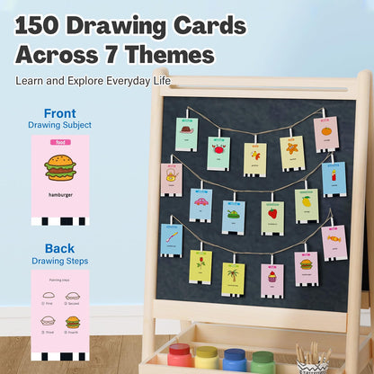 RIVGOT Drawing Robot for Kids with 150 Cards, Voice Interactive Educational Drawing Machine, Montessori Painting Learning Toy with 12 Markers, 5 Pens & Reusable Drawing Board, Ages 3-8