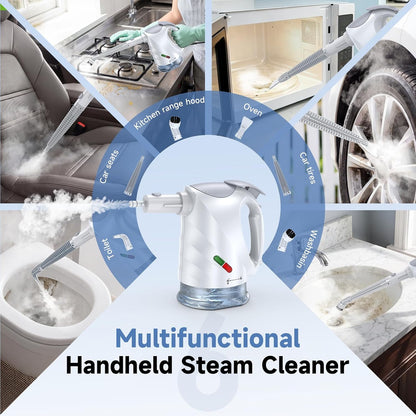 Steam Mop & Detachable Handheld Steam Cleaner 10s Fast Heat-Up, 248°F Deep Cleaning, 8 Accessories, 320ml Tank with Swivel Head Mop for Car Accessories Floor Home, White