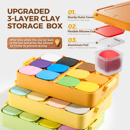Jar Melo Air Dry Clay for Kids 36 Colors Modeling Clay Kit with Storage Box
