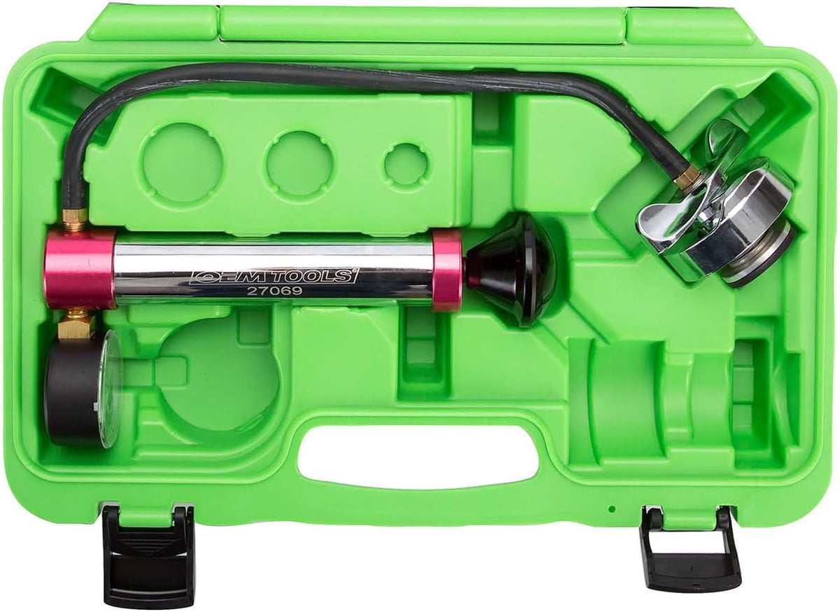 OEMTOOLS 27069 Cooling System Pressure Test Pump for Most Cooling Systems Cooling System Pressure Tester w/ Storage Case, Easy Lever Style Pressure Relief Valve, Works Most Cooling System Adapters