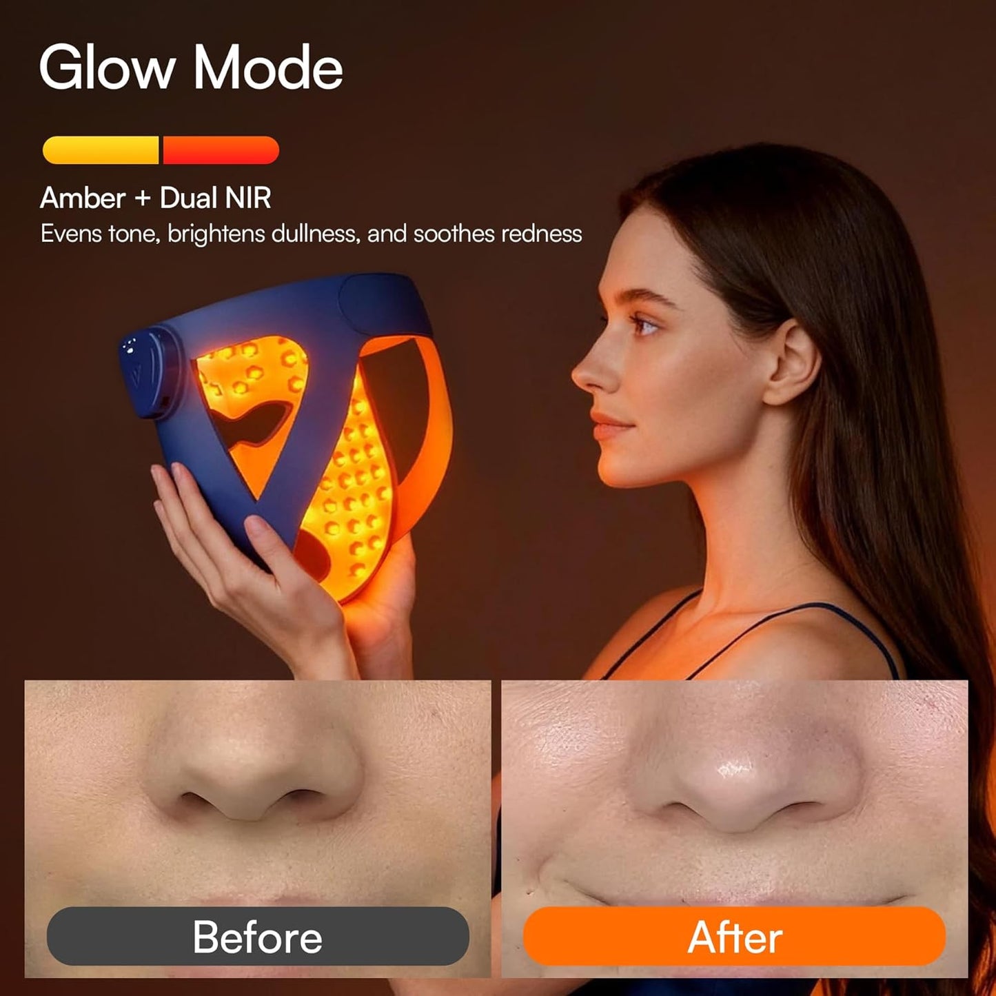 INIA GLOW 4D Wireless Red Light Therapy Mask for Face, Dual NIR, 320 LEDs