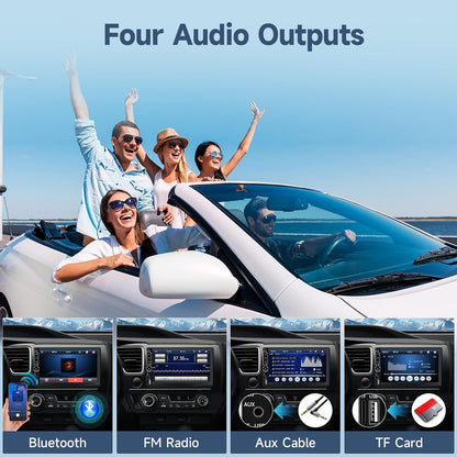 Leadfan 7inch Car Stereo Double Din Radio Touchscreen with Backup Camera Multimedia Car Audio Support Mirror Link, Bluetooth Caller ID, FM/MP3/MP4/USB/Subwoofer,Aux Input Car Audio Receivers