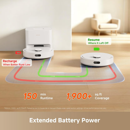 dreame D20 Air Plus Robot Vacuum and Mop, 20,000Pa Powerful Suction 120-Day Self-Emptying with 4L Dust Bag, Anti-Tangling Tech, Edge-to-Corner Cleaning, Deep Carpet Cleaning, 360° Navigation