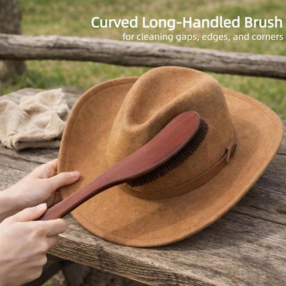 5 Pcs Felt Cowboy Hat Cleaning Brush Set, Horsehair Clothes Shoe Brush Kit Removes Dust, Lint, Pet Hair & Sweatband Buildup, for Fedoras, Western Hats, Baseball Caps, Suits, Leather Shoes & Boots