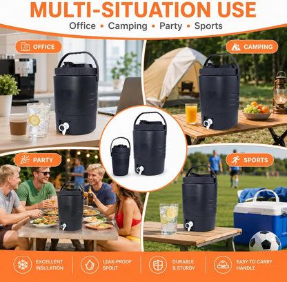 2.2 Gallon/8 L Portable Sports Cooler Water Beverage Dispenser,Insulated Cooler Dispenser With Spout & 33 Ounce/1 L Insulated Water Jug