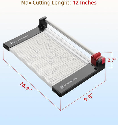 Firbon 12 Inch Rotary Paper Trimmer with Replaceable Blade, High-Carbon Steel Cutting Blade, Precision Paper Cutter for A4, A5, B5, Cardstock, Photos & Crafts