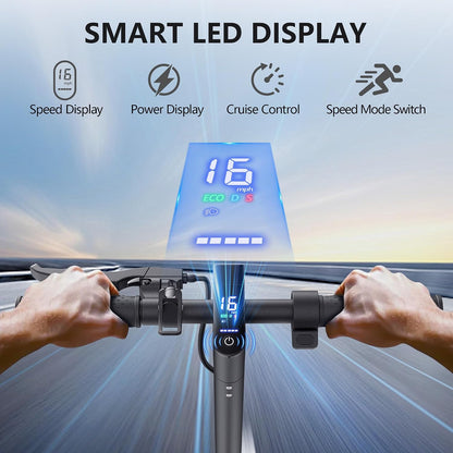 MAXSHOT V7 Electric Scooter for Adults, 350W Motor, Up to 19 MPH, 16-Mile Range, 8.5-Inch Solid Tires, Dual Suspension, Folding Commuter E-Scooter with App Control