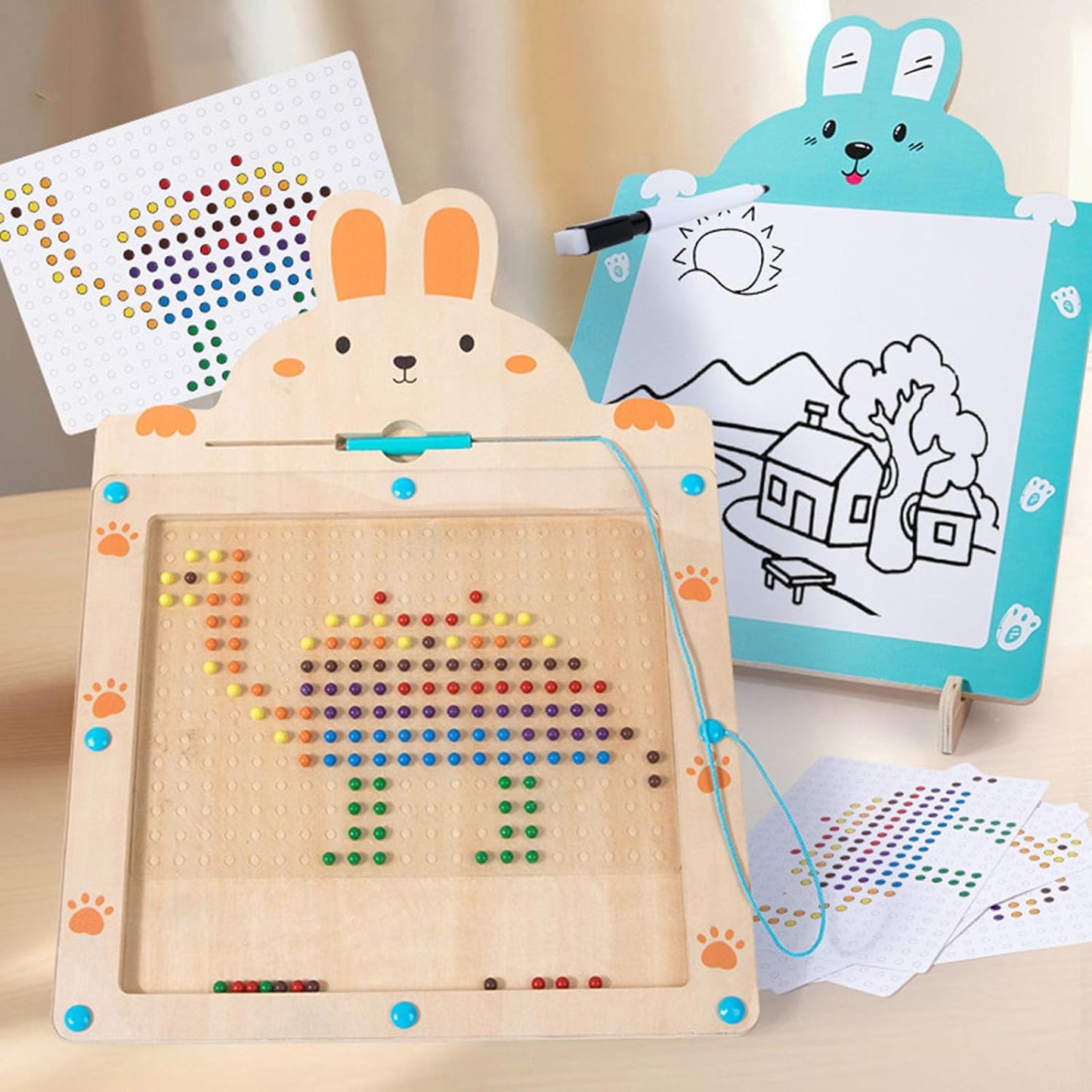 ZQsmgs Magnetic Bead Drawing Board – Concentration Training STEM Toy