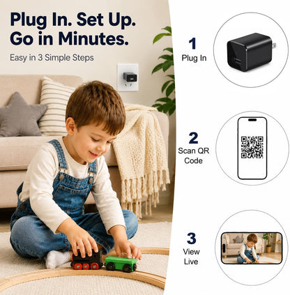 HyperionFlo Essentials 1080P Indoor Security Camera, Full HD 30FPS Monitoring Camera with Motion Detection, Continuous Recording, Loop Recording & 32GB Micro SD Card