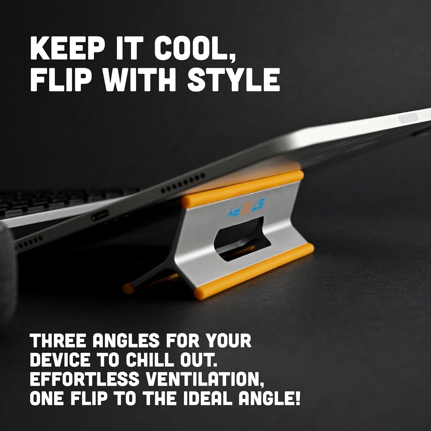 Steepy Portable Laptop Stand for Desk Adjustable Height, 13-17 Inch Devices Laptop Holder - Computer Stand for Cooling, Foldable, Portable, Ergonomic, Comfort, Slip-Proof, Sturdy Design, Universal Fit