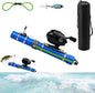 Tomotato Fishing Catapult Rod, 15" Portable Fishing Pole with Reel, 2 Latex Tubes, Metal Lure & Carry Bag, Complete Casting Kit for Saltwater & Freshwater Fishing